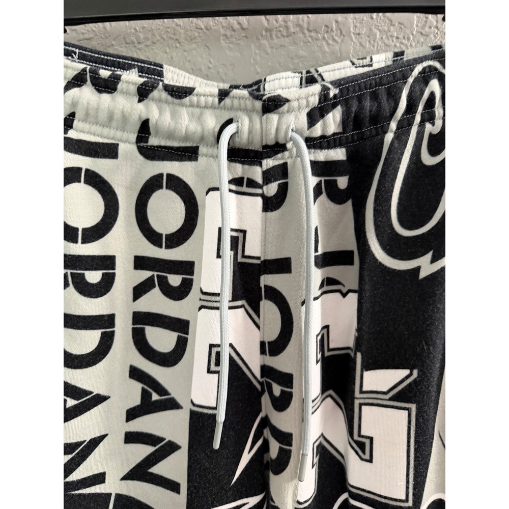 Nike Air Jordan Fleece Joggers Sweatpants MED Loose Graphic Black Grey - Picture 6 of 12
